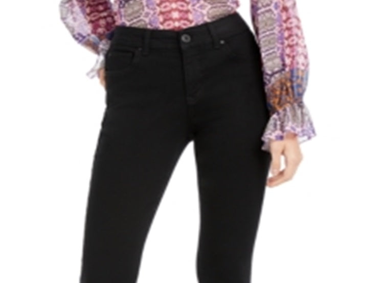 INC International Concepts Women's Tummy Control with Skinny Ankle Jeans Black Size 0