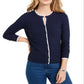 Charter Club Women's Textured Button Down Cardigan Sweater Blue Size Medium