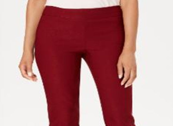 Charter Club Women's Cambridge Skinny Pull on Tummy Control Pants Red Size 8