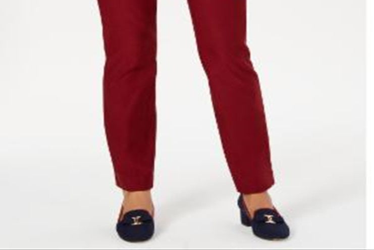 Charter Club Women's Cambridge Skinny Pull on Tummy Control Pants Red Size 8