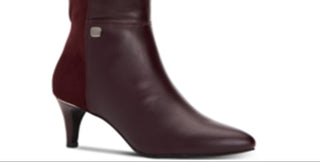 Alfani Women's Arch Support Cushioned Hakuu Almond Toe Kitten Heel Zip up Boots Red Size 5 M