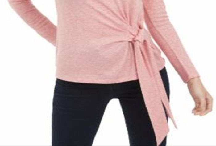 INC International Concepts Women's Side Tie Knit Top Pink Size Petite L