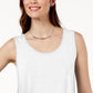 JM Collection Women's Scoop Neck Tank Top White Size Petite Small