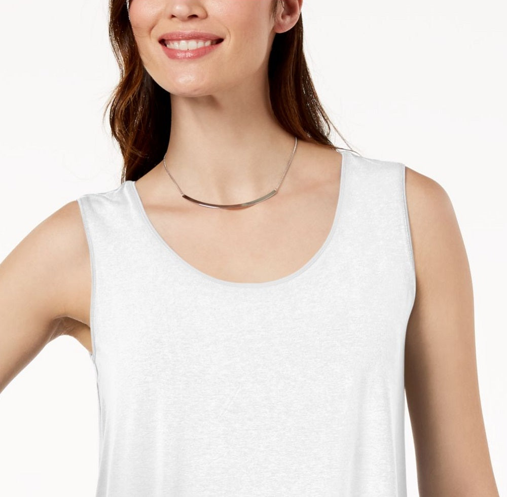 JM Collection Women's Scoop Neck Tank Top White Size Petite Small