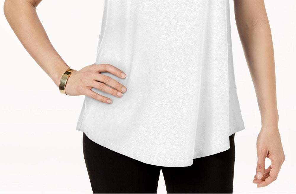 JM Collection Women's Scoop Neck Tank Top White Size Petite Small