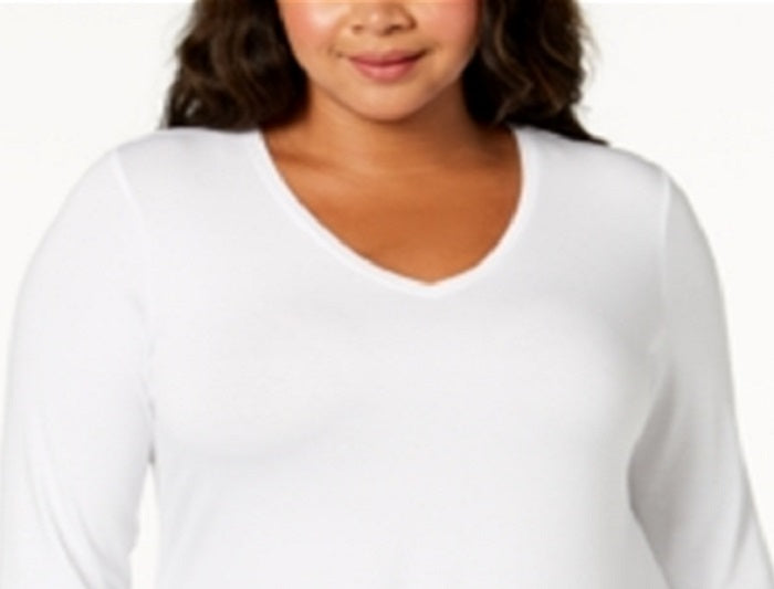 JM Collection Women's Handkerchief Hem Top White Size 1X