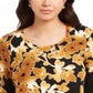 JM Collection Women's Printed Scoop Neck Top Yellow Size X-Small