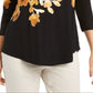 JM Collection Women's Printed Scoop Neck Top Yellow Size X-Small