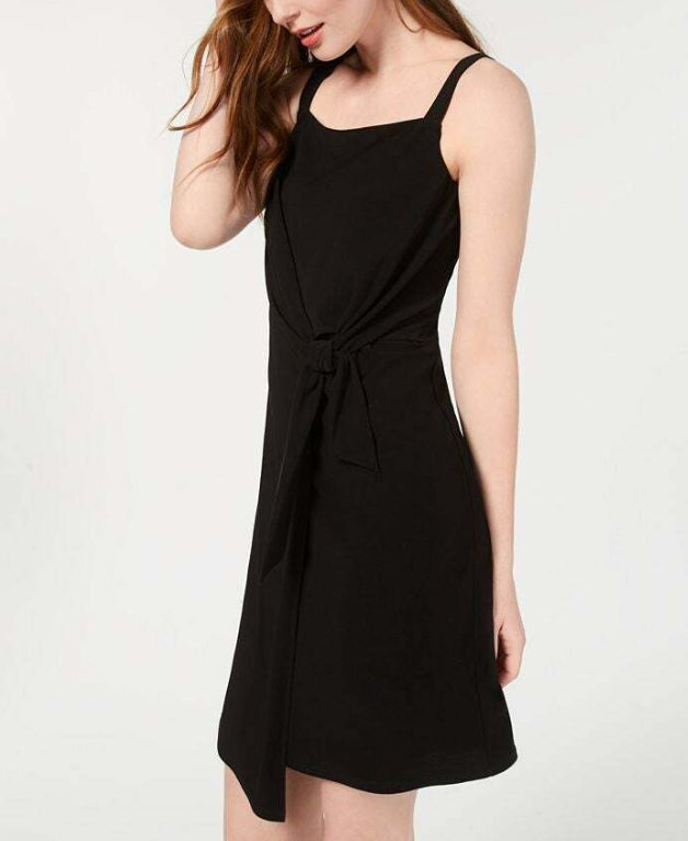 MSK Women's Shift Dress Black Tie Overlay Square-neck Size Petite X-Large