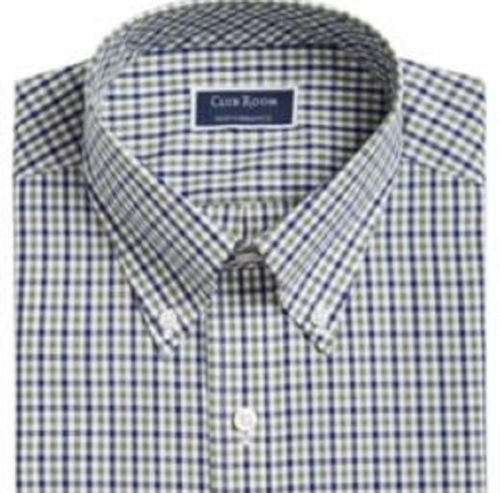 Club Room Men's Casual Button Down Shirt Green Size 36-37