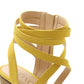 XOXO Women's Strappy Eden Round Toe Block Heel Zip up Dress Sandals Yellow Size 8