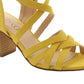 XOXO Women's Strappy Eden Round Toe Block Heel Zip up Dress Sandals Yellow Size 8
