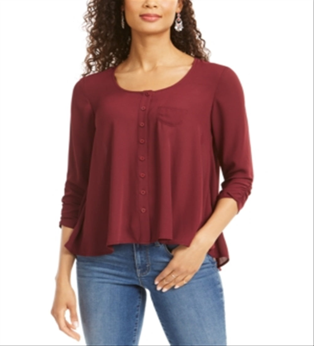 Style & Co Women's High Low Swing Top Red Size X-Small