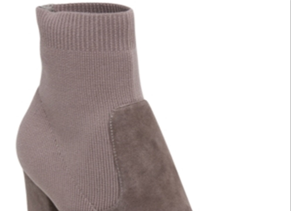 Steve Madden Women's Remy Suede Block Heel Sock Boot Gray Size 10 M