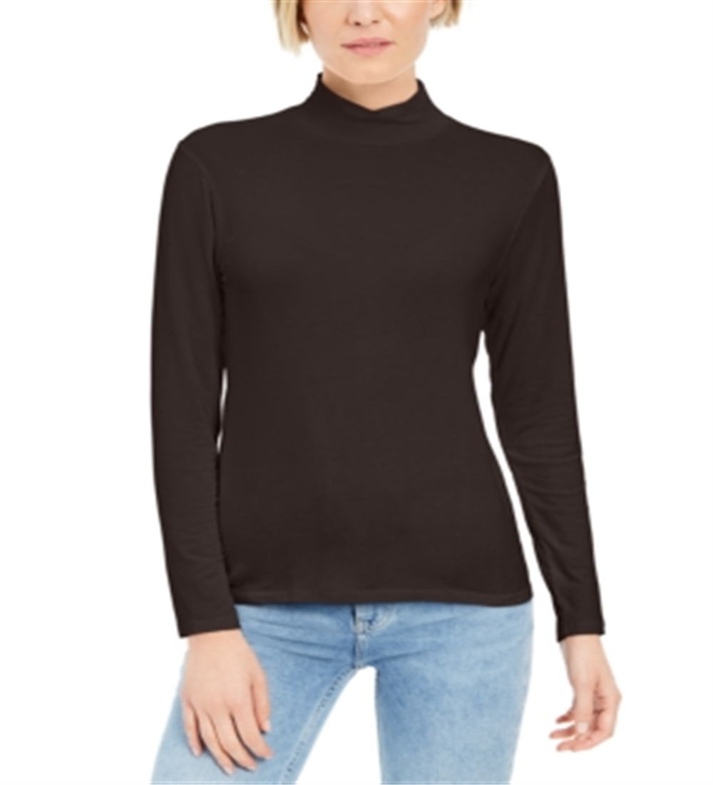 Style & Co Women's Mock Neck Top Black Size Small