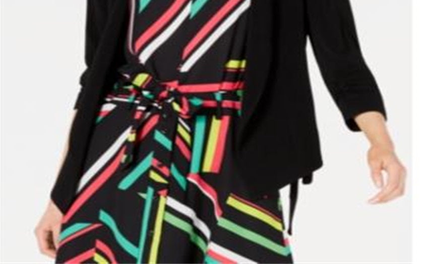 Bar III Women's Open Front Tie Side Jacket Black Size Large