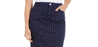 Charter Club Women's Polka Dot Denim Skirt Blue Size 6