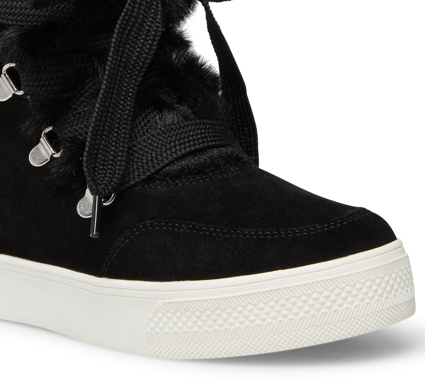 Steve Madden Women's Wharton Faux Fur Sneaker Bootie Black Size 6 M