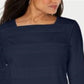 Karen Scott Women's Square Neck Lace Stripe Top Blue Size Large