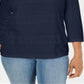 Karen Scott Women's Square Neck Lace Stripe Top Blue Size Large