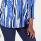 JM Collection Women's Printed 3/4 Sleeve Top Blue Size Medium