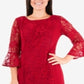 NY Collection Women's Lace Flounce Hem Shift Dress Red Size Small