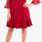NY Collection Women's Lace Flounce Hem Shift Dress Red Size Small
