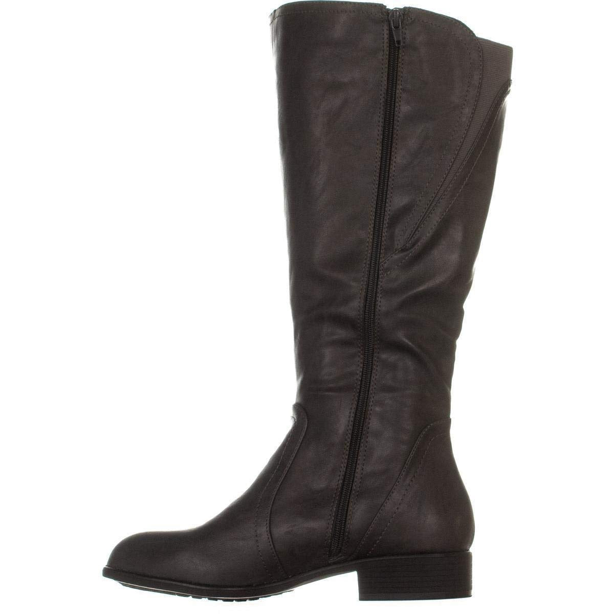 Style & Co Women's Milah Leather Almond Toe Knee High Fashion Boots Charcoal Size 11W