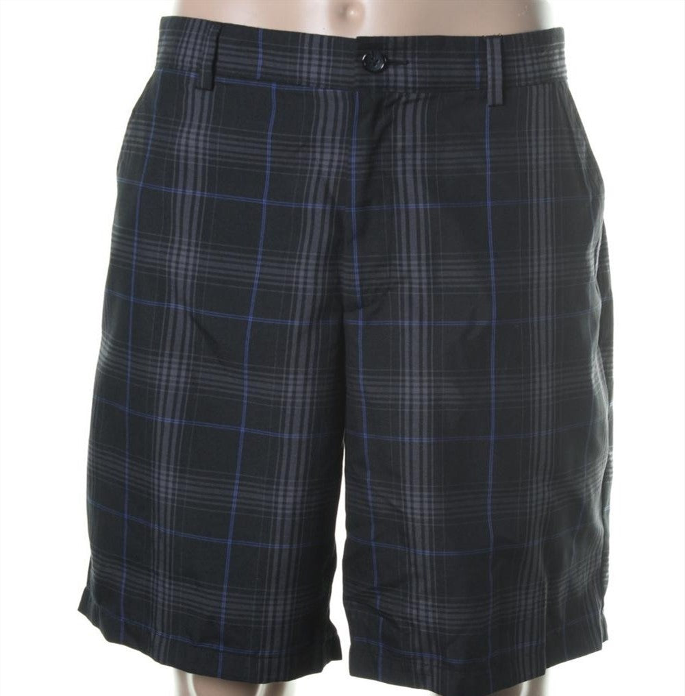 Greg Norman Men's Plaid Moisture Wicking Casual Shorts Chocolate Size 12 M
