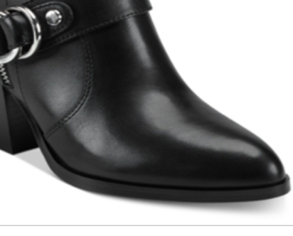 Marc Fisher Women's Victa Leather Pointed Toe Ankle Boots Black Size 9 M