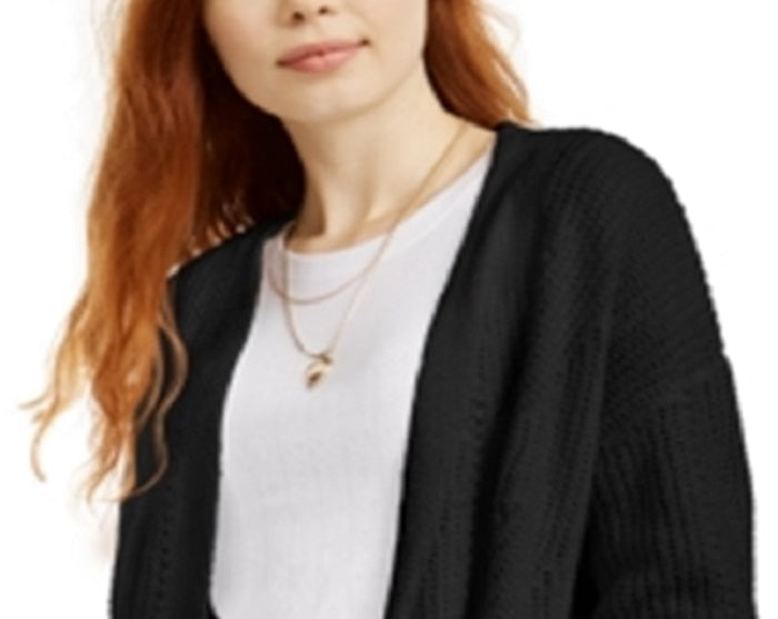 Hippie Rose Junior's Chenille Cardigan Black Size XS