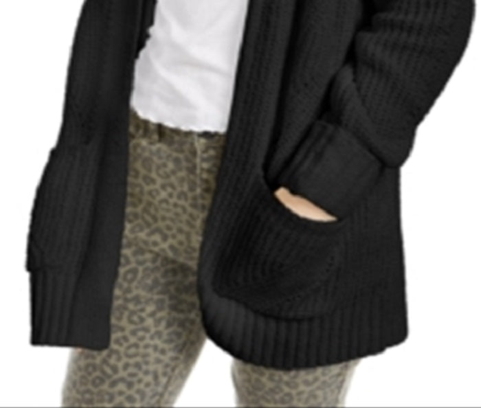 Hippie Rose Junior's Chenille Cardigan Black Size XS