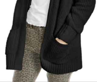 Hippie Rose Junior's Chenille Cardigan Black Size XS