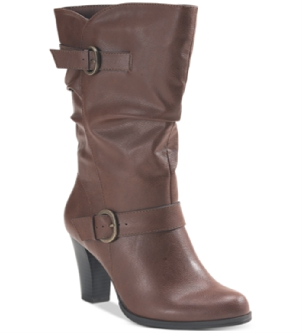 Style & Co Women's Sachi Faux Leather Mid Calf Boots Brown Size 10 M