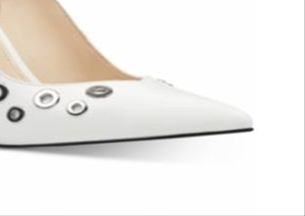 Nine West Women's Pumps Tatin Leather Slingback White Size 8.5 M