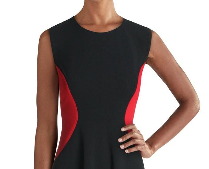 Tommy Hilfiger Women's Colorblock Sleeveless Scuba Dress Black Size 10