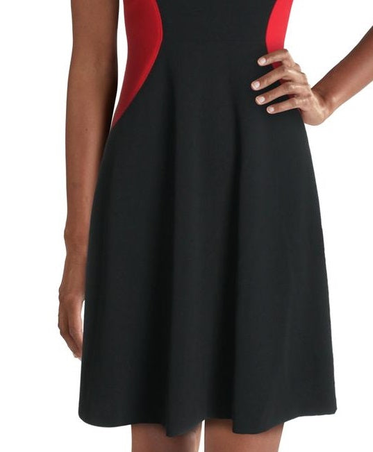 Tommy Hilfiger Women's Colorblock Sleeveless Scuba Dress Black Size 10