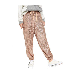 Free People Women's Night Moves Sequin Harem Pants Gold Size S