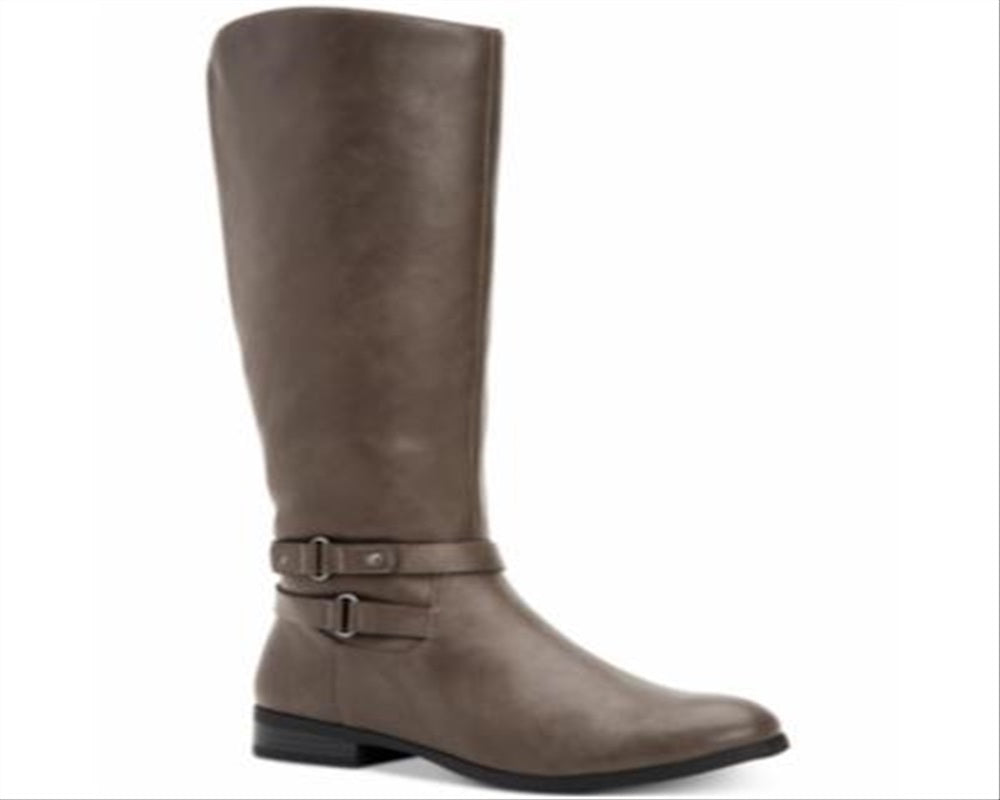 Style & Co Women's Kindell Leather Almond Toe Knee High Fashion Boots Gray Size 8M-WC