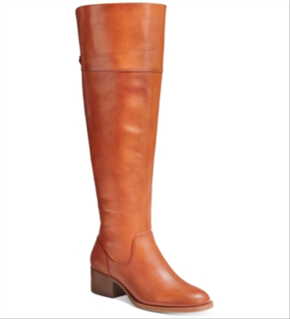 INC International Concepts Women's Karmenn Leather Closed Toe Over Knee Fashion Boots Brown Size 9 M
