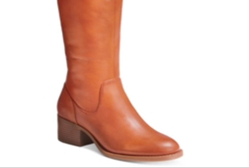 INC International Concepts Women's Karmenn Leather Closed Toe Over Knee Fashion Boots Brown Size 9 M