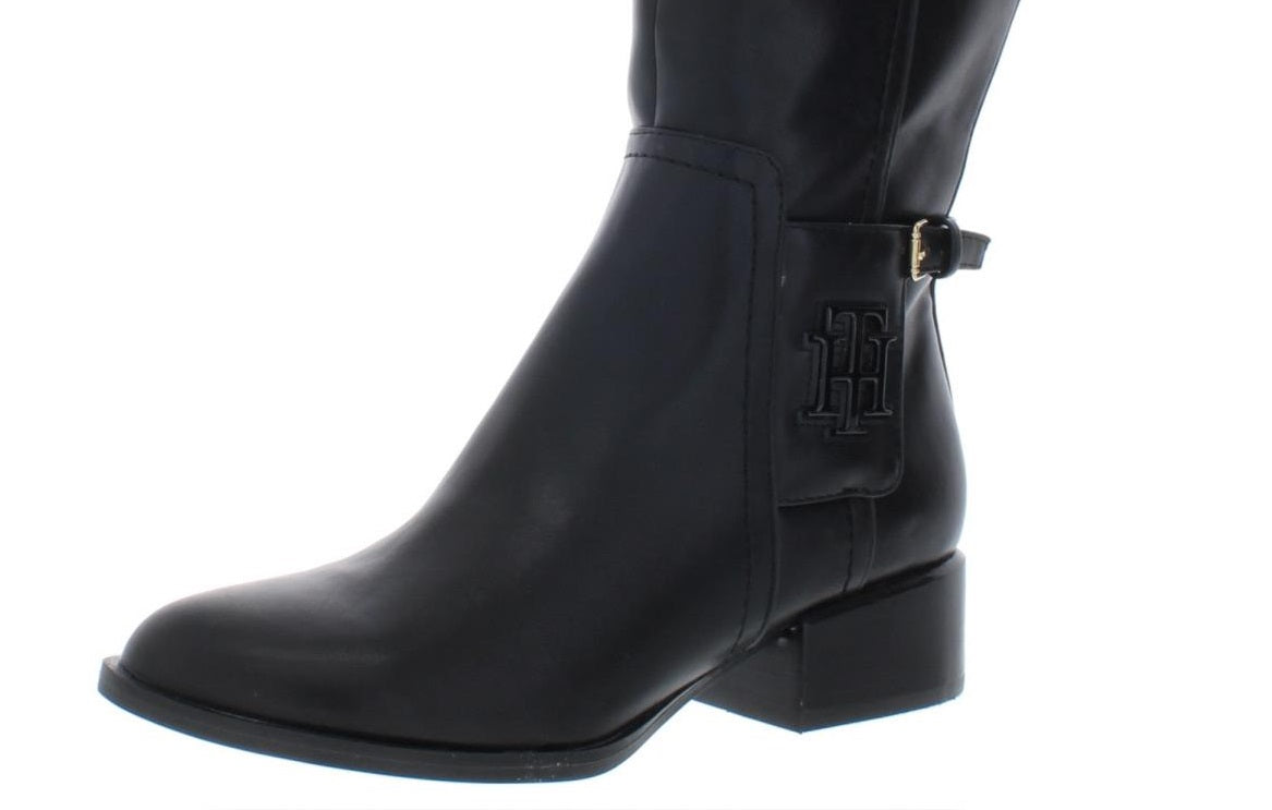 Tommy Hilfiger Women's Merritt Faux Leather Riding Boots Black Size 7 M