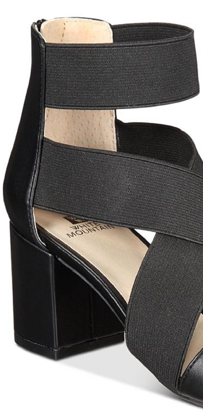 White Mountain Women's Edie Strappy Ankle Zip up Sandals Black Size 11