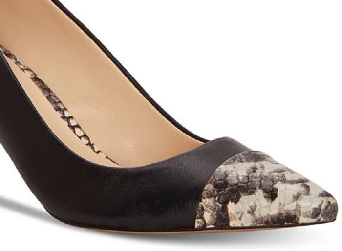 Enzo Angiolini Women's Donata Leather Pointed Toe Classic Pumps  Black Size 6.5 M