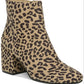 Bar III Women's Leopard Print Comfort Gatlin Almond Toe Block Heel Zip up Booties Brown Size 7.5 M