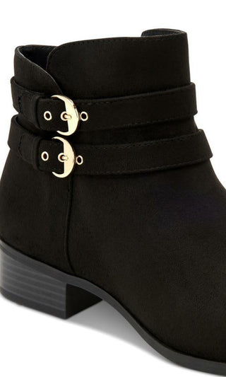 Charter Club Women's Buckle Accent Cushioned Jaimee Almond Toe Block Heel Zip up Booties Black Size 10.5 M