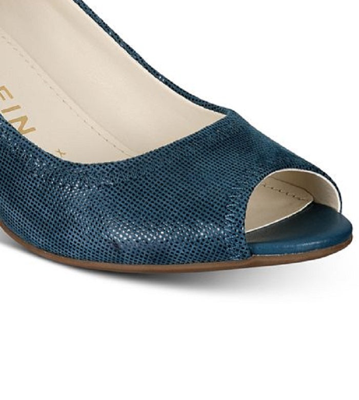 Women's Anne Klein Meredith Peep Toe Pump Leather Blue Size 7.5 M