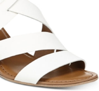 Franco Sarto Women's Leather Open Toe Casual Slingback Shoes White Size 10 M