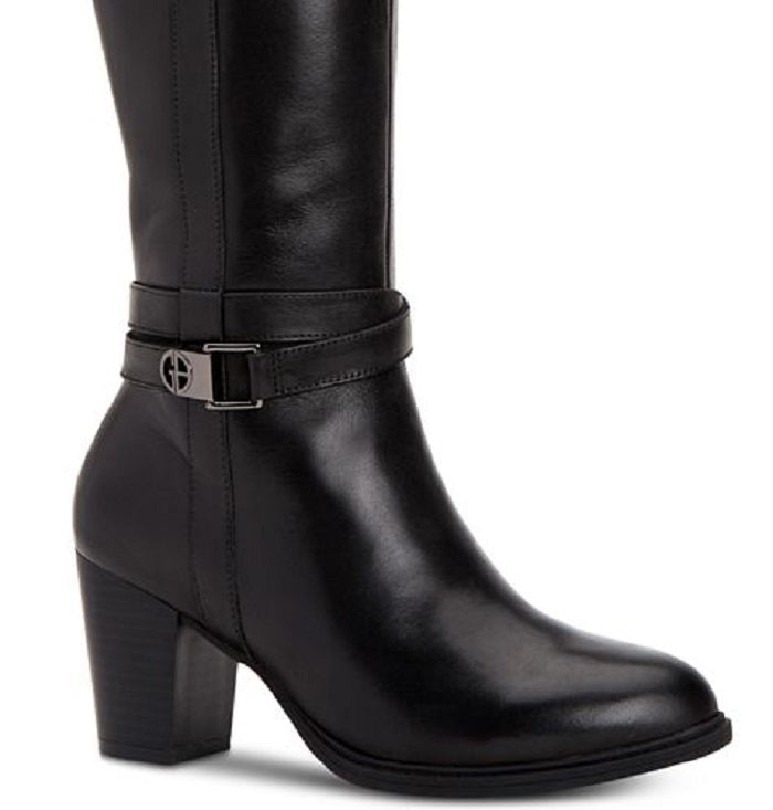 Giani Bernini Women's Rozario Leather Almond Toe Knee High Black Size 8W-WC