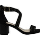 Bar III Women's Strappy Studded Padded Baylee Round Toe Block Heel Buckle Dress Sandals Black Size 8.5 M